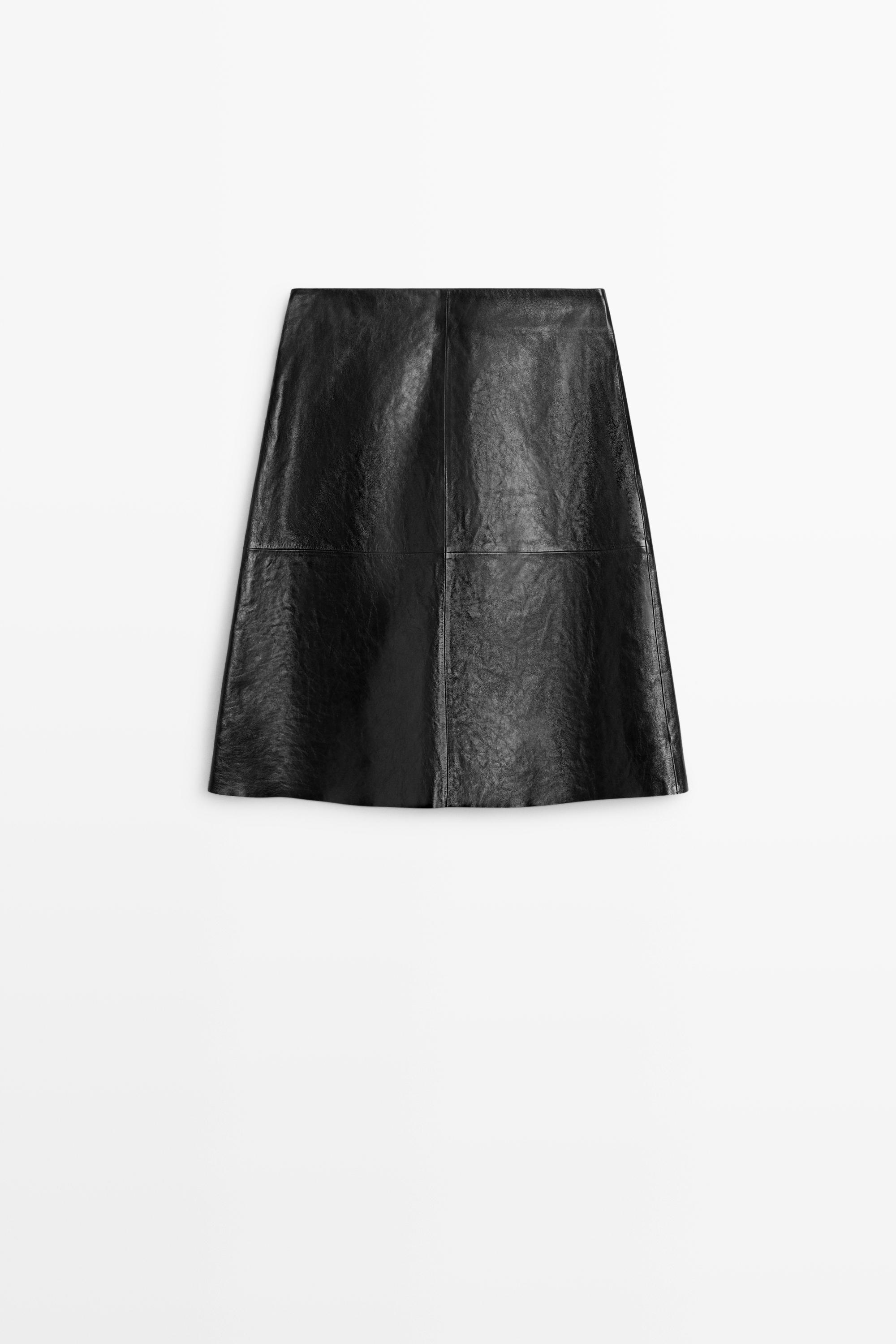 Jupe courte en cuir nappa